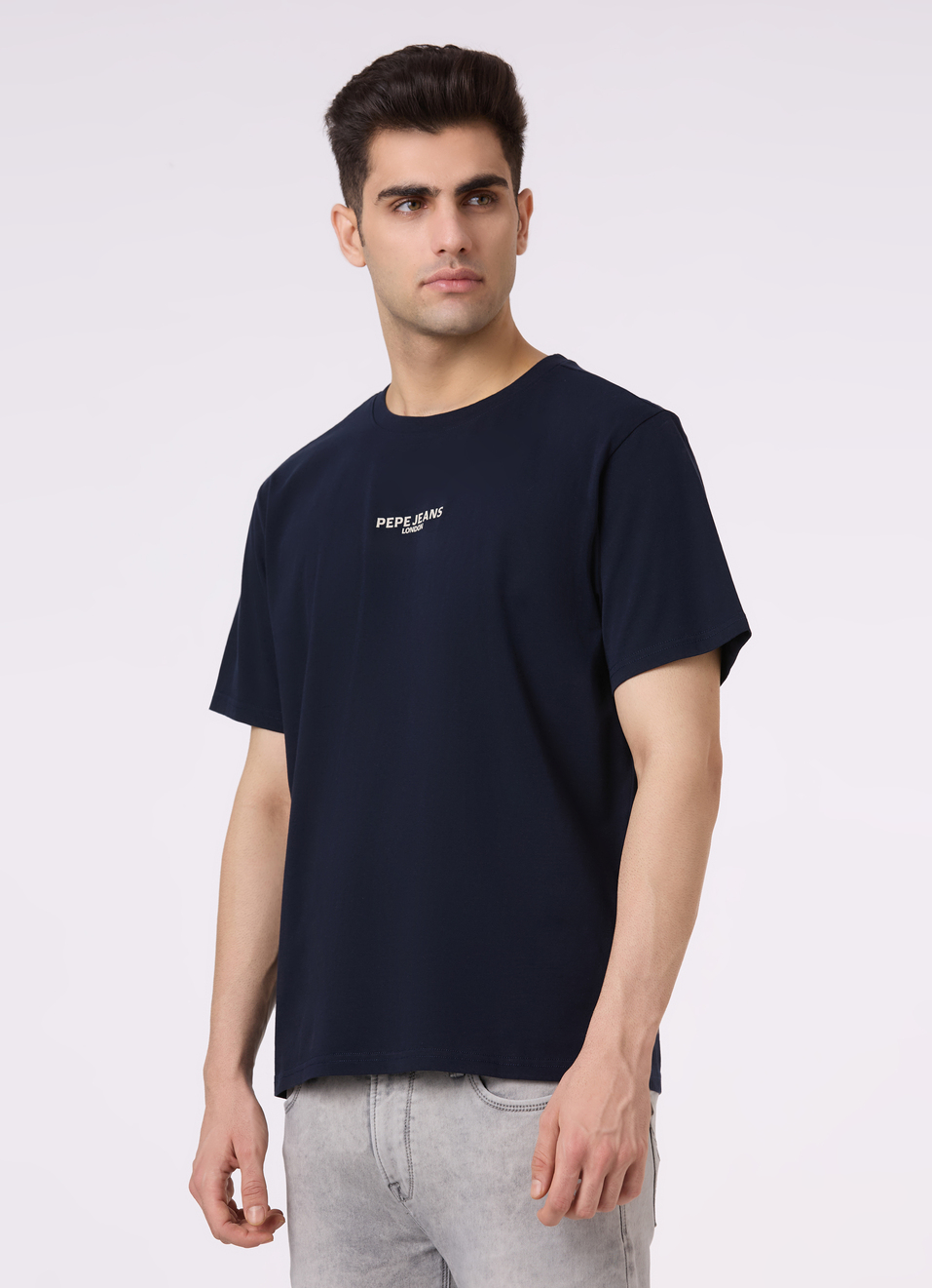 Men Navy Back Print Relaxed Fit Short Sleeve T-shirt, , large image number 3