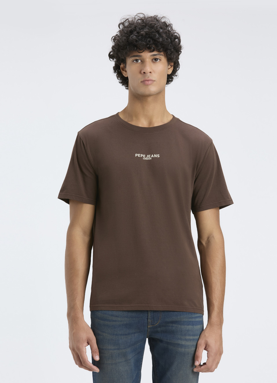 Men Brown Back Print Relaxed Fit Short Sleeve T-shirt, , large image number 1