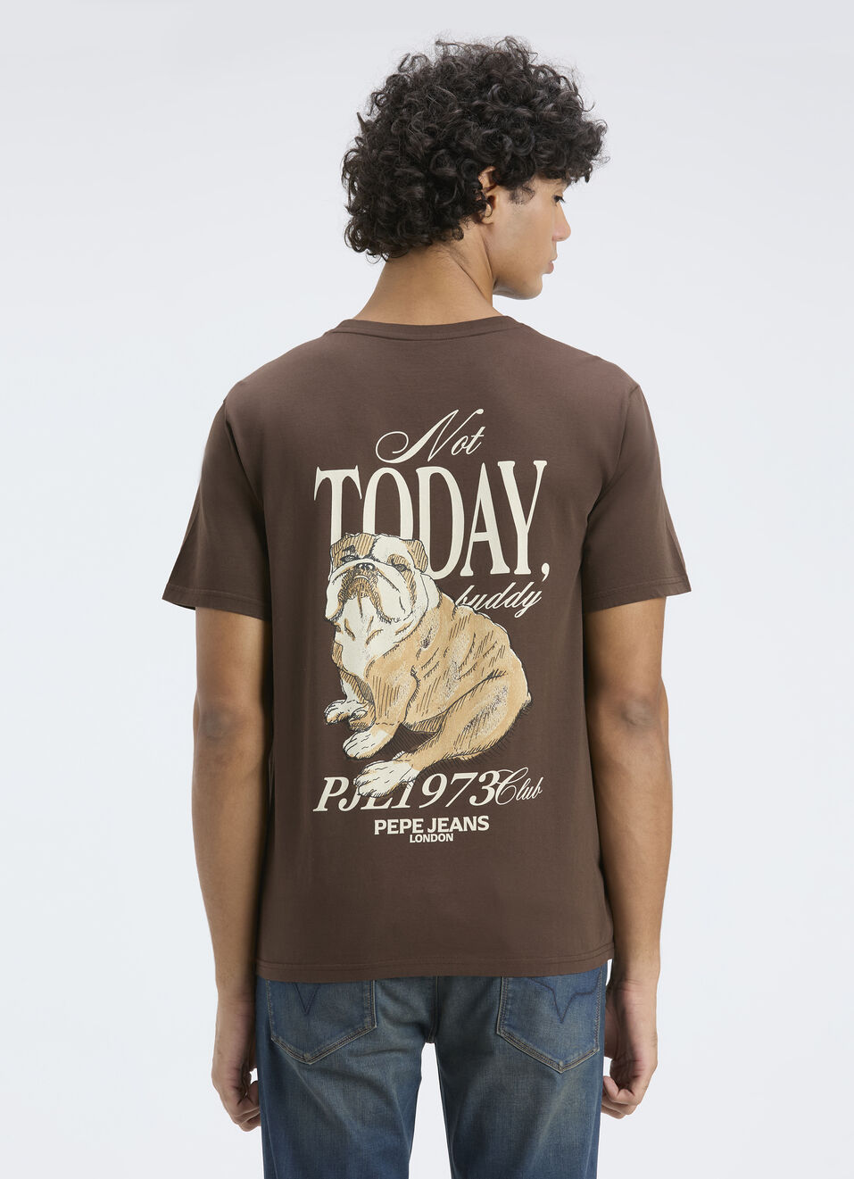 Men Brown Back Print Relaxed Fit Short Sleeve T-shirt, , large image number 2