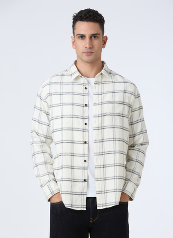 Men White Check Full Sleeve Shirt