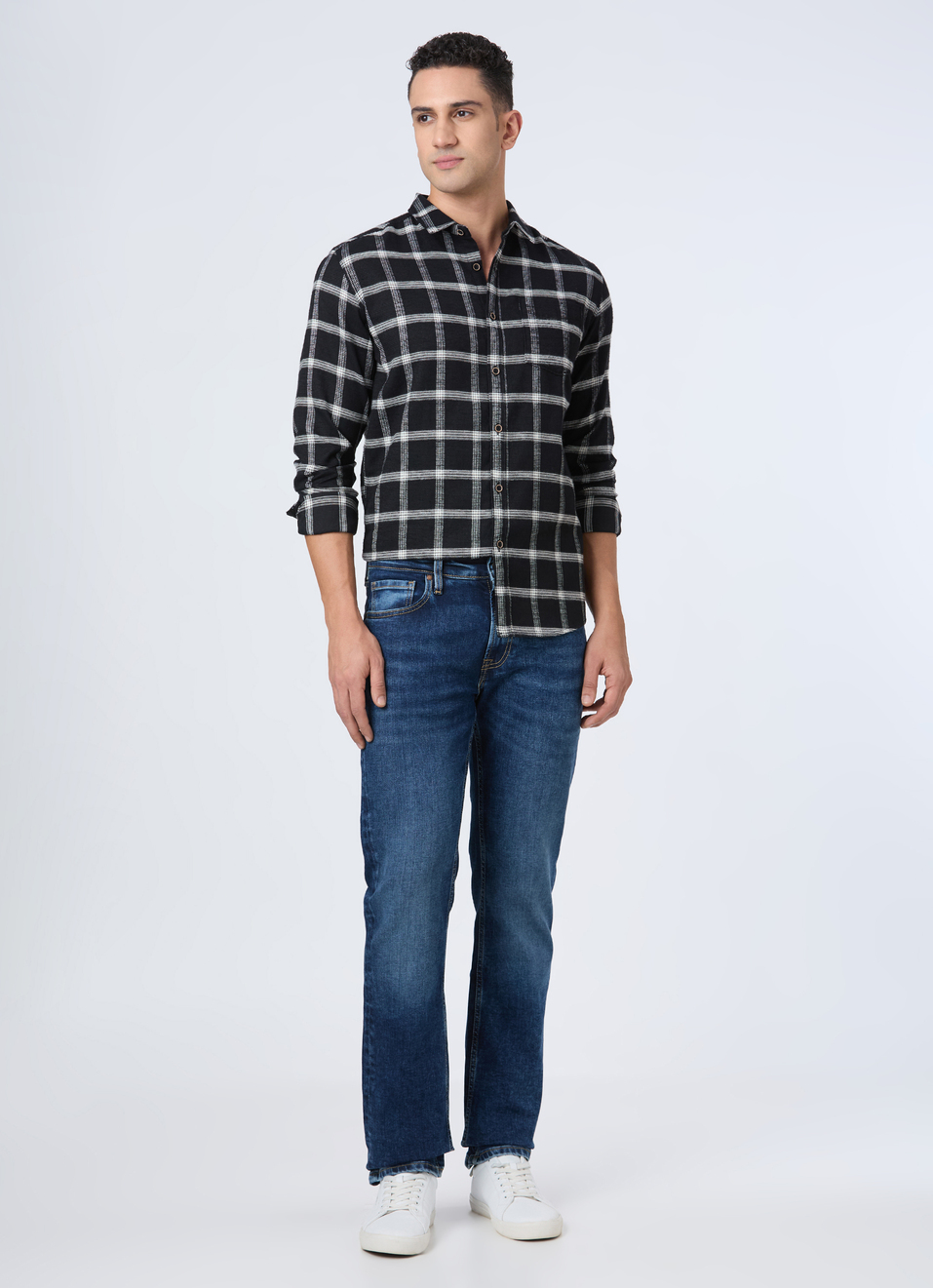 Men Black Check Full Sleeve Shirt, , large image number 5