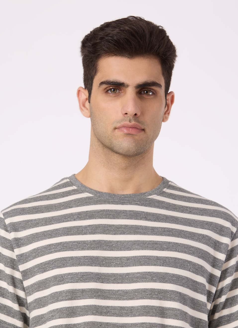 Men Grey Horizontal Stripe Relaxed Fit T-shirt, , large image number 4
