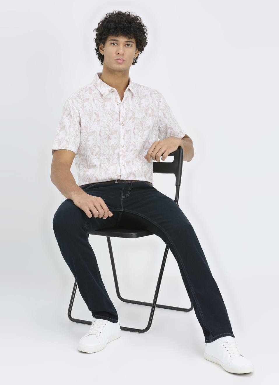 Men Peach Orange Botanical Print Short Sleeve Shirt, , large image number 5