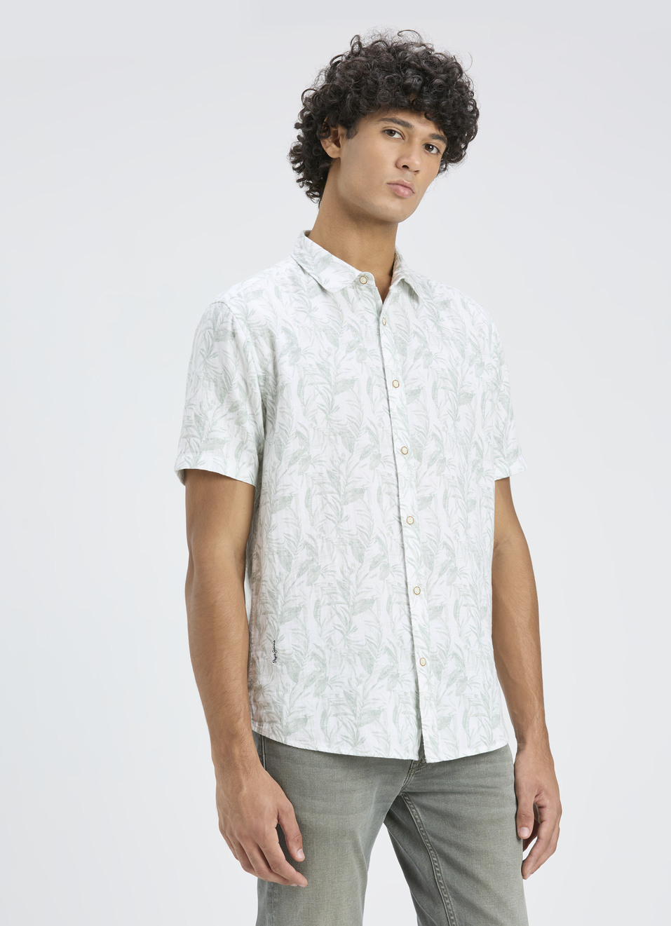 Men Green Botanical Print Short Sleeve Shirt, , large image number 3