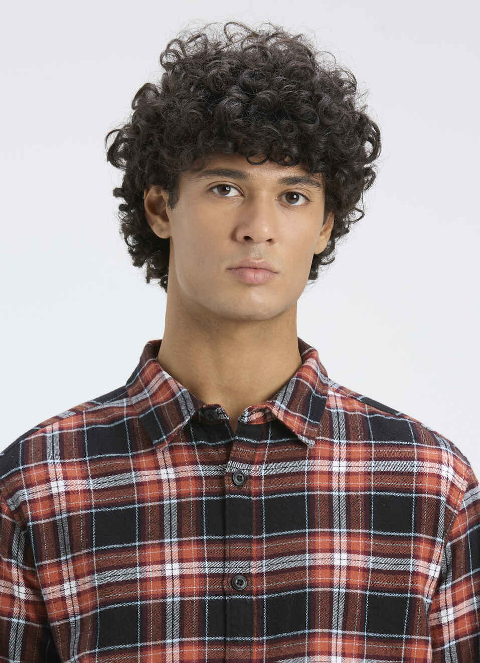 Men Orange & Black Check Full Sleeve Shirt, , large image number 4