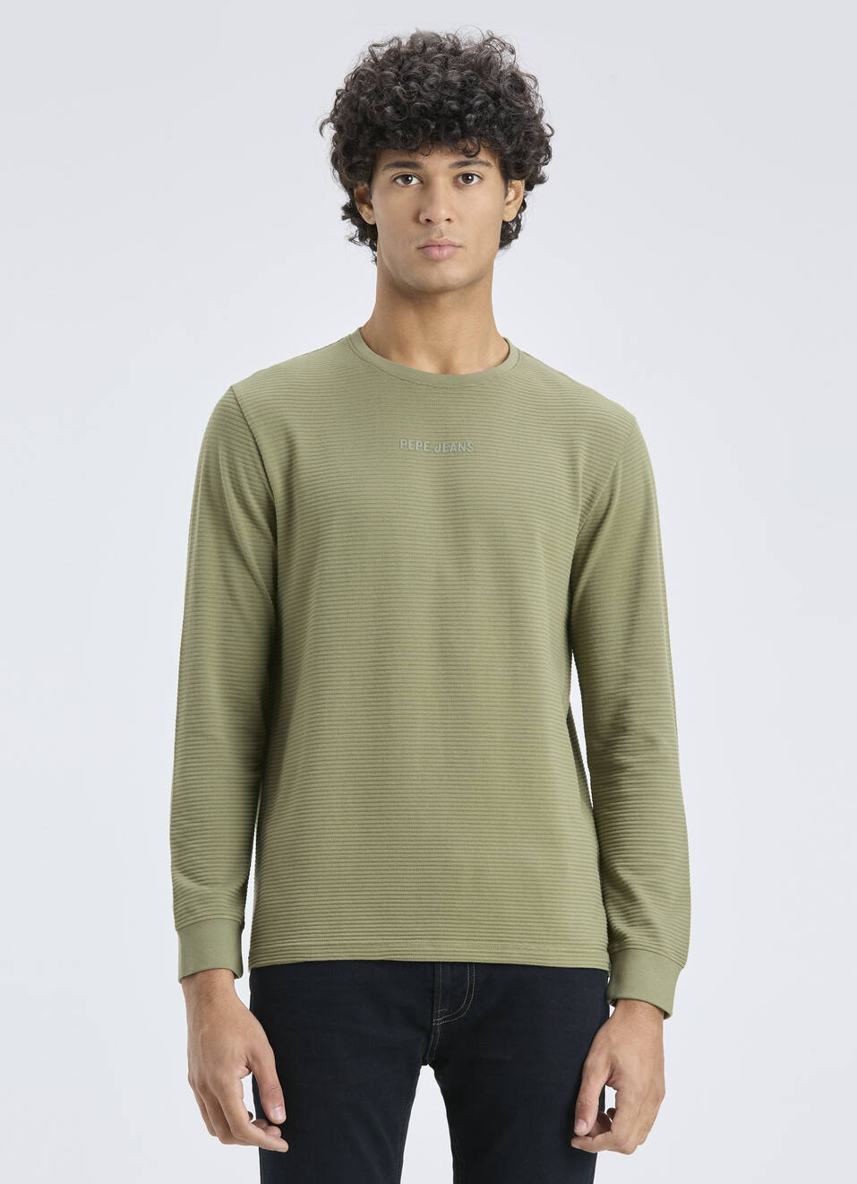 Men Green Crew Neck Full Sleeve T-shirt, , large image number 1
