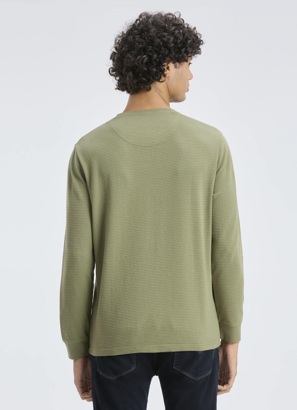 Men Green Crew Neck Full Sleeve T-shirt, , large image number 2