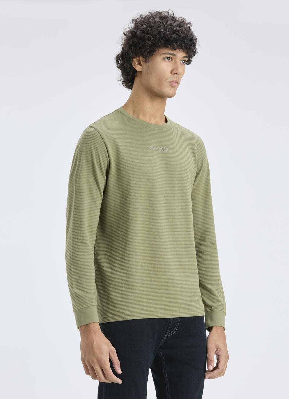 Men Green Crew Neck Full Sleeve T-shirt, , large image number 3