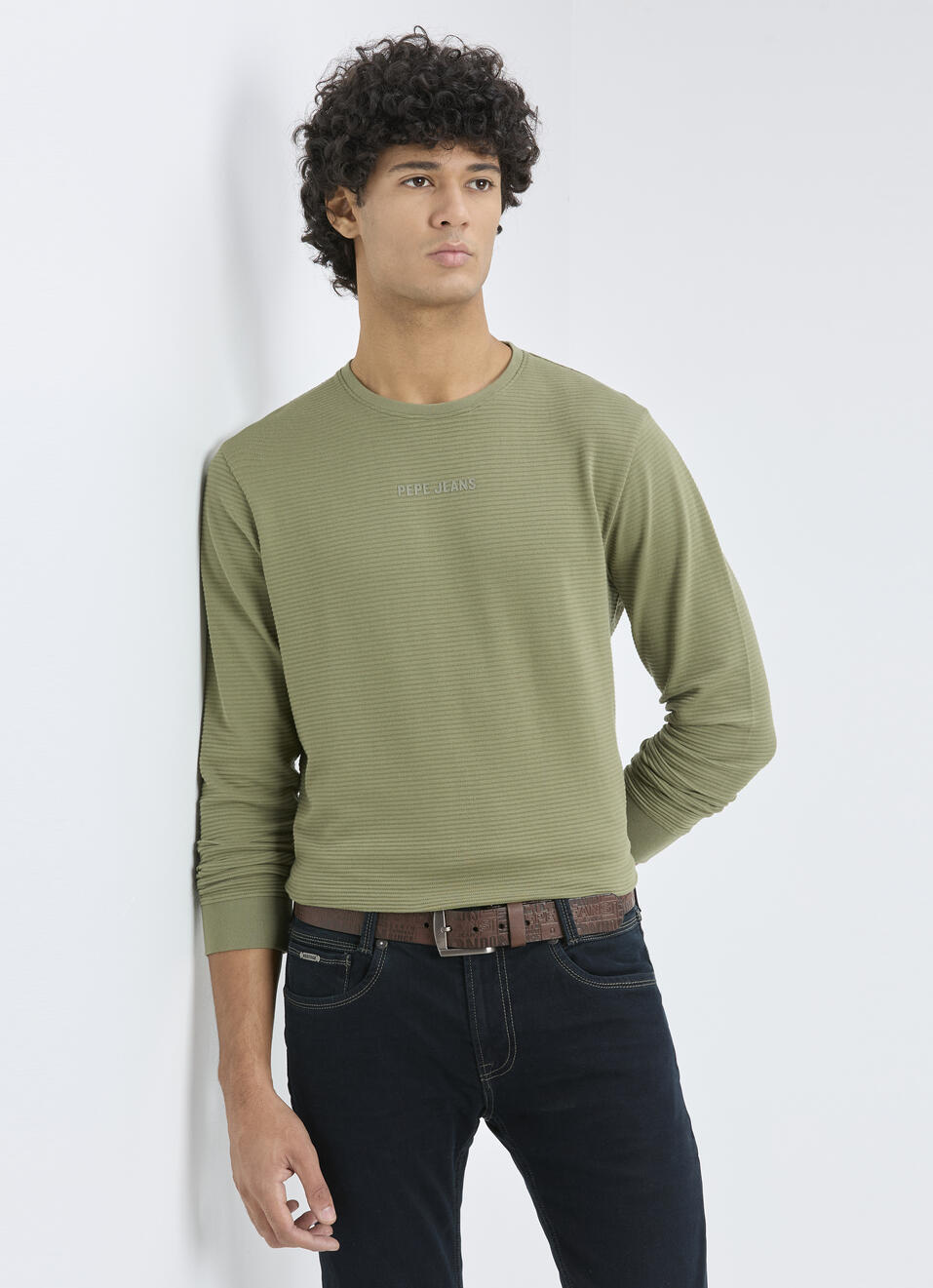 Men Green Crew Neck Full Sleeve T-shirt, , large image number 0