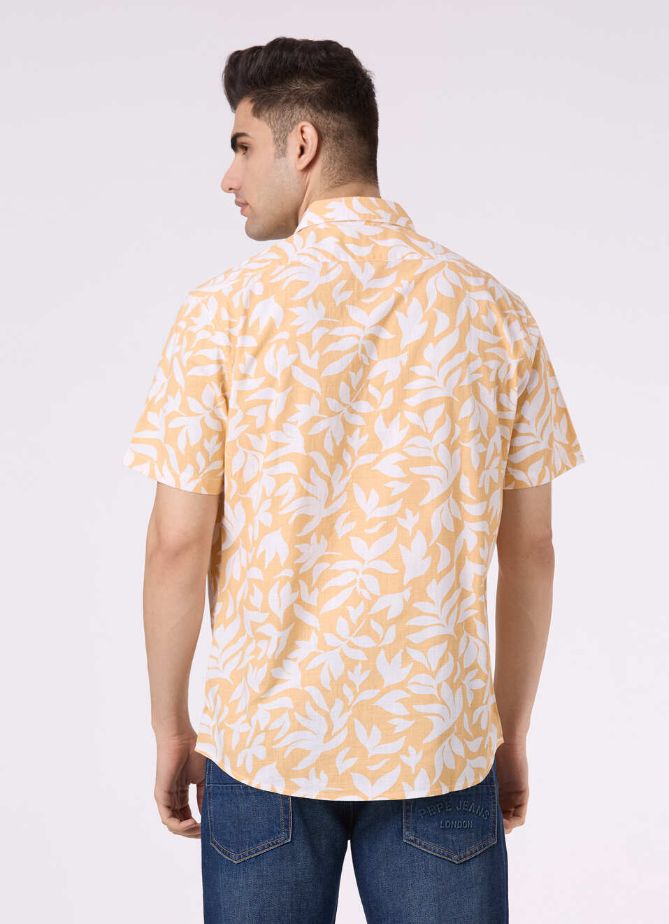 Men Beige Abstract Print Short Sleeve Shirt, , large image number 2