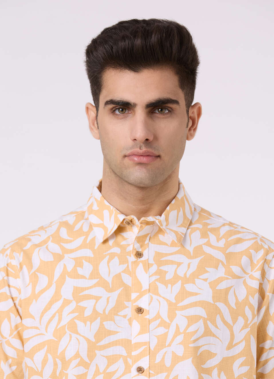 Men Beige Abstract Print Short Sleeve Shirt, , large image number 4