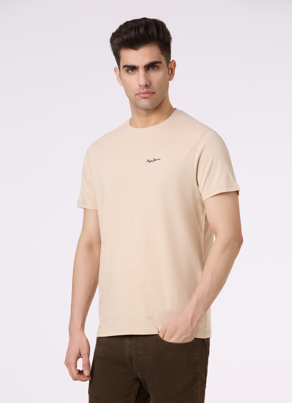 Men Ivory Back Graphic Print Short Sleeve T-shirt, , large image number 3