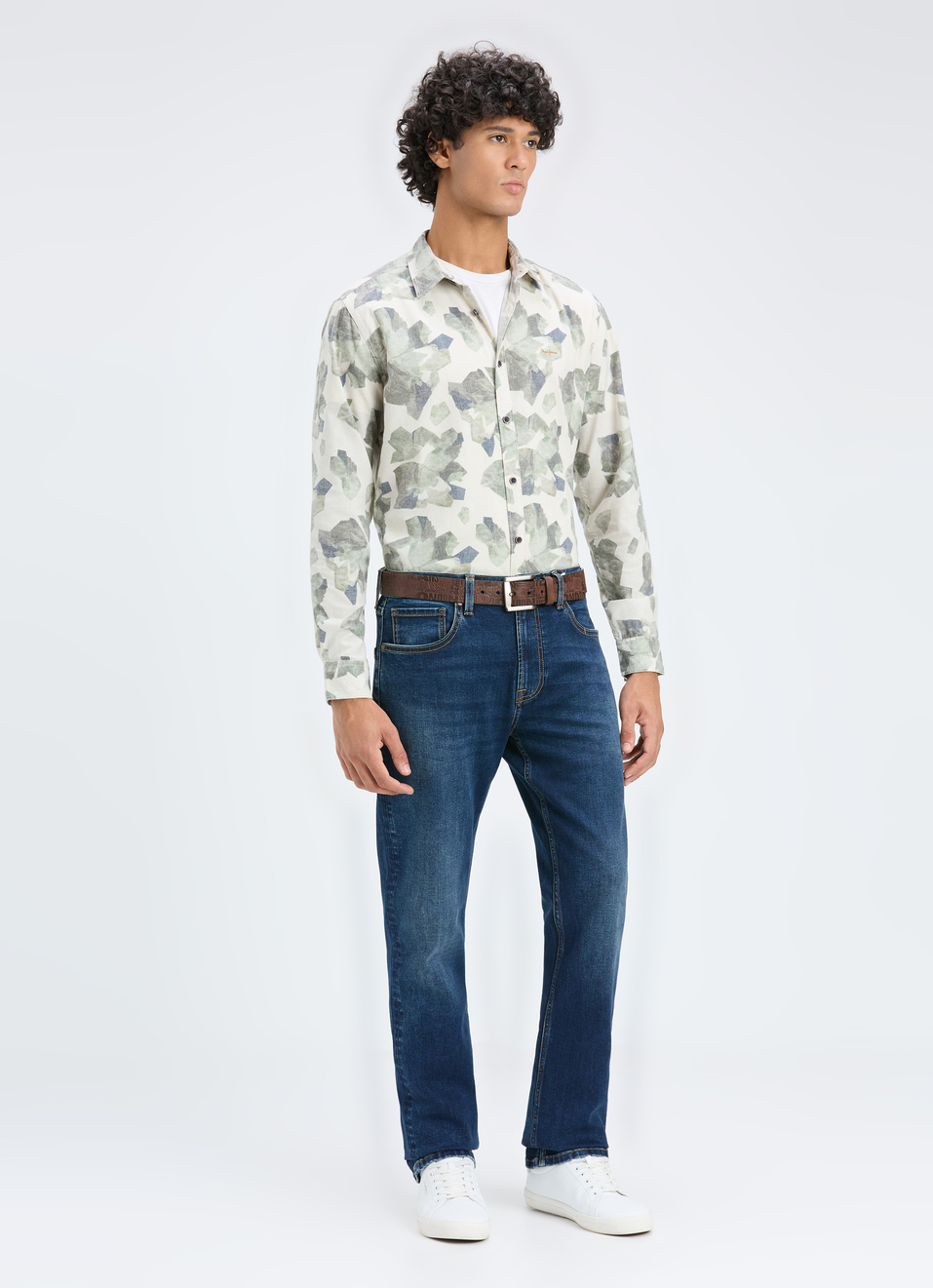 Men Olive Camouflage Print Full Sleeve Shirt, , large image number 5