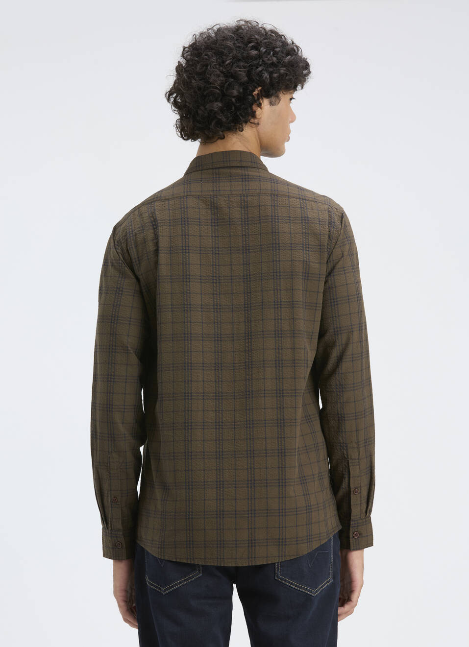 Men Brown Check Regular Fit Full Sleeve Shirt, , large image number 2