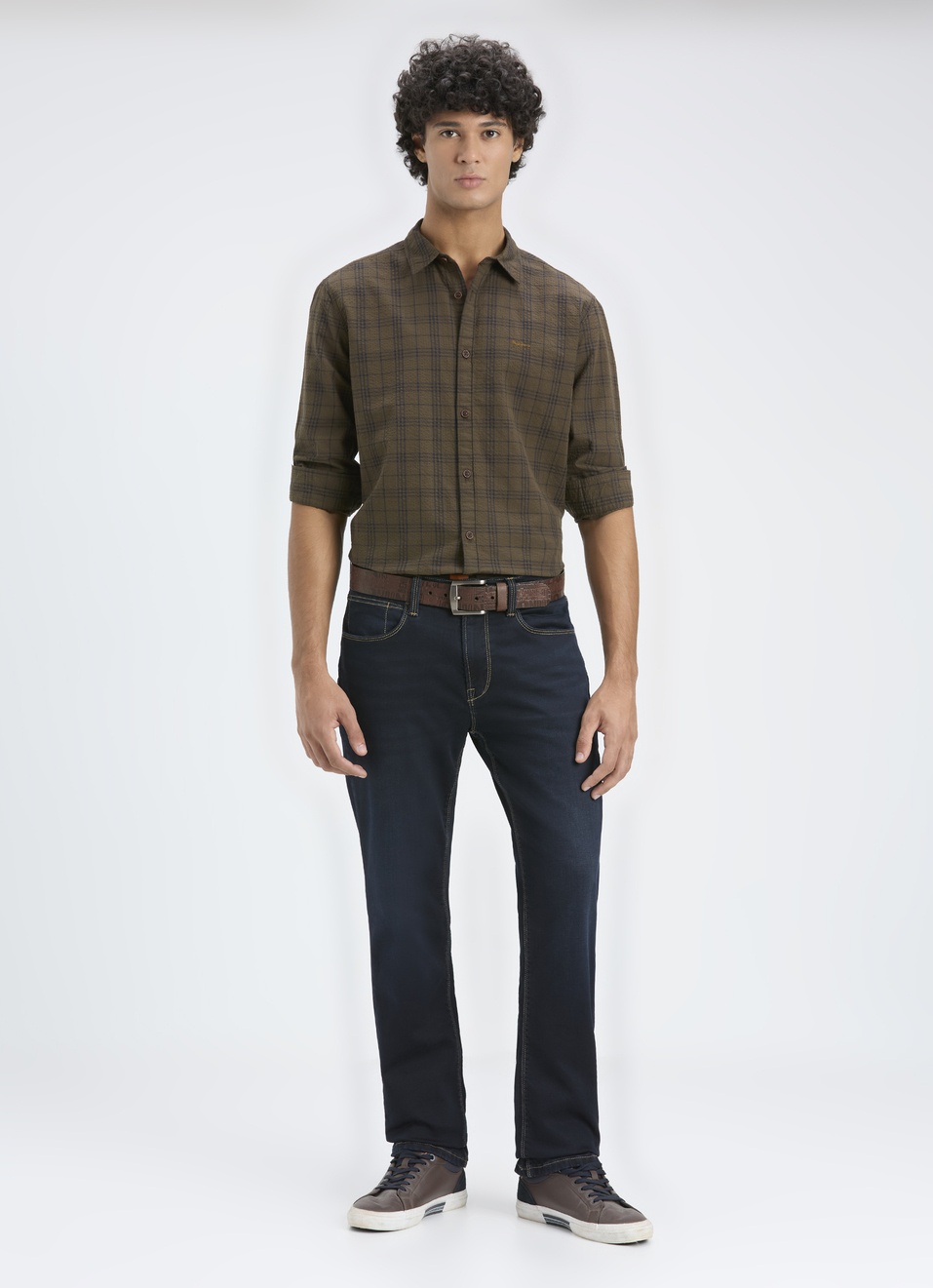 Men Brown Check Regular Fit Full Sleeve Shirt, , large image number 5