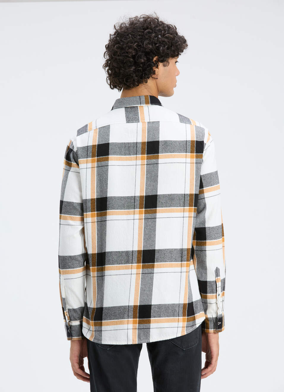 Men Off White Check Full Sleeve Shirt, , large image number 2