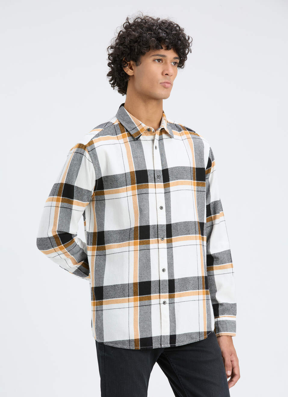 Men Off White Check Full Sleeve Shirt, , large image number 3