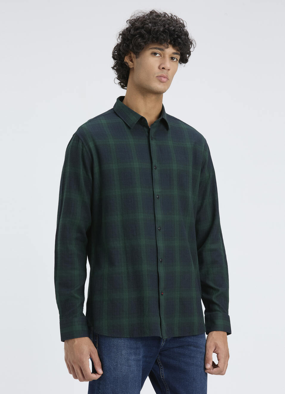 Men Green Check Regular Fit Full Sleeve Shirt, , large image number 3