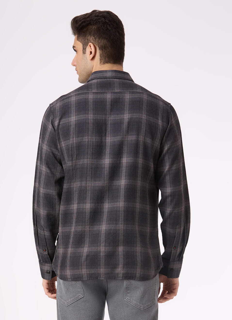 Men Black Check Regular Fit Full Sleeve Shirt, , large image number 2
