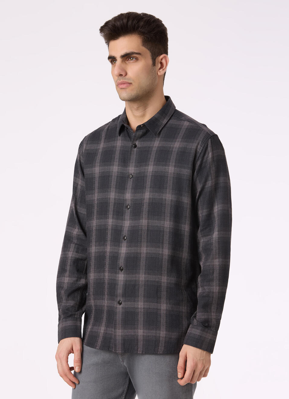 Men Black Check Regular Fit Full Sleeve Shirt, , large image number 3