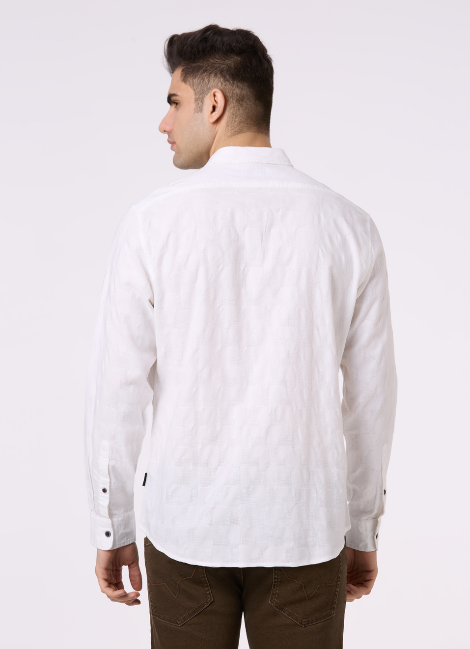Men White Structured Full Sleeve Shirt, , large image number 2