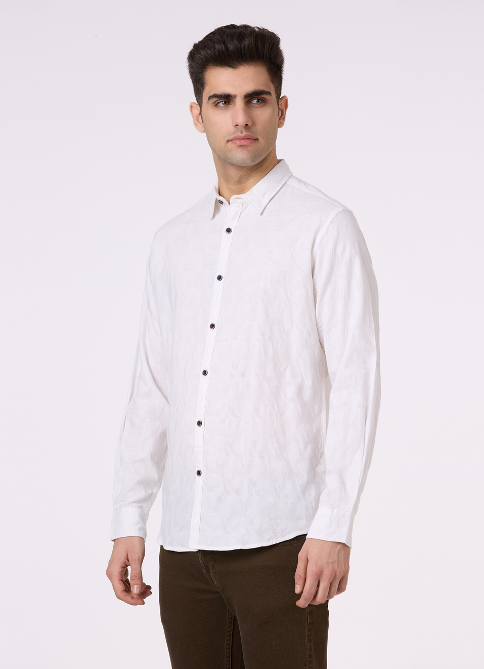 Men White Structured Full Sleeve Shirt, , large image number 3
