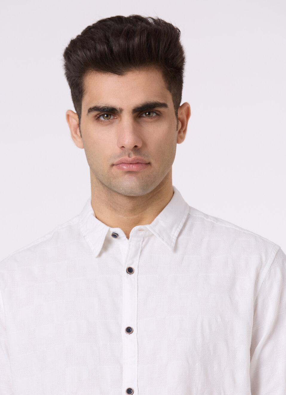 Men White Structured Full Sleeve Shirt, , large image number 4