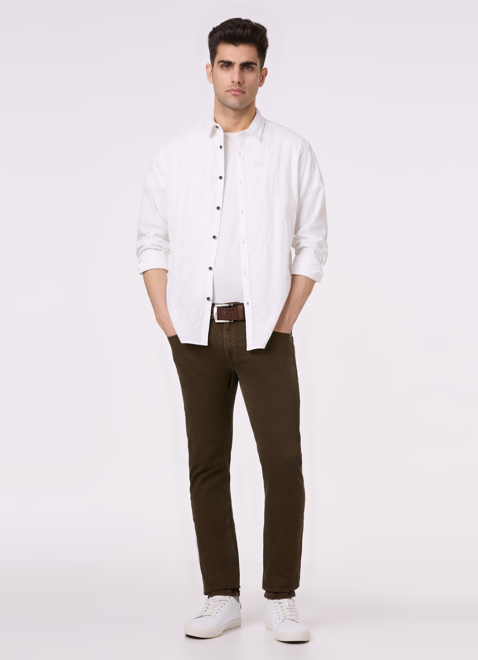 Men White Structured Full Sleeve Shirt, , large image number 5