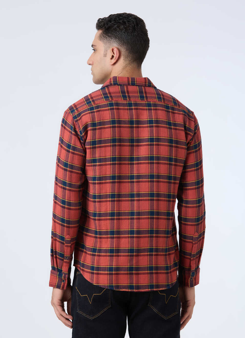 Men Tobacco Brown Check Full Sleeve Shirt, , large image number 2