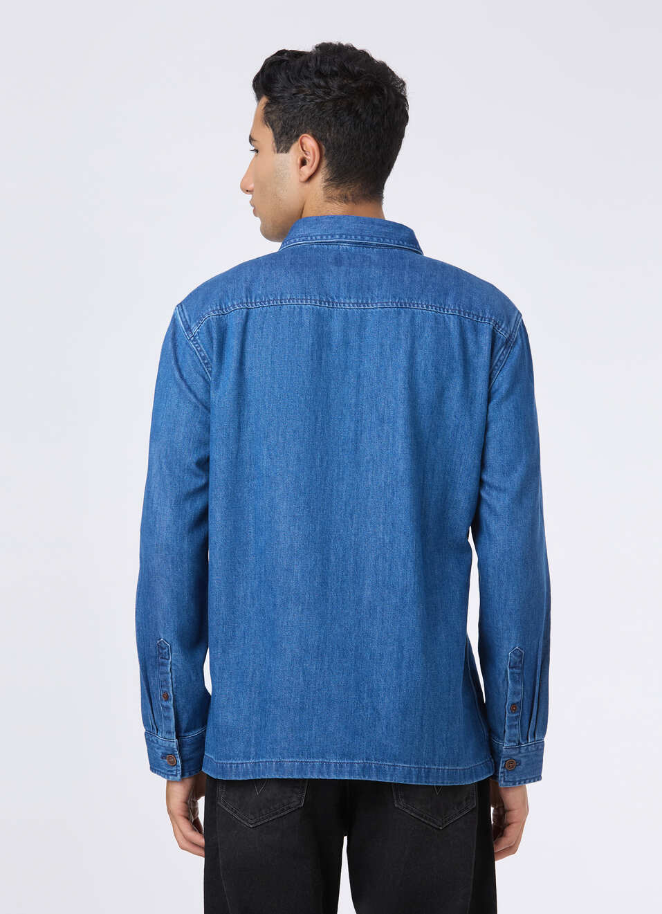 Men Oversized Flap Pocket Full Sleeve Denim Shirt, , large image number 2