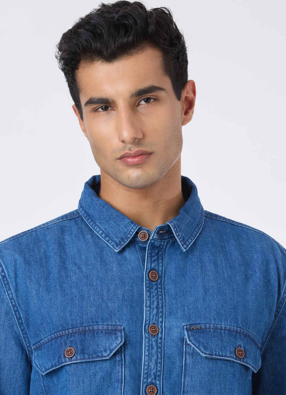 Men Oversized Flap Pocket Full Sleeve Denim Shirt, , large image number 4