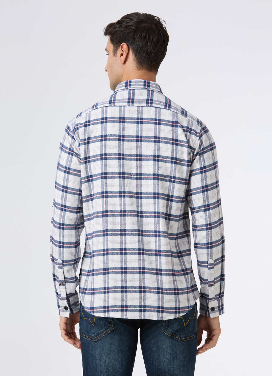 Men Off White Check Full Sleeve Shirt, , large image number 2