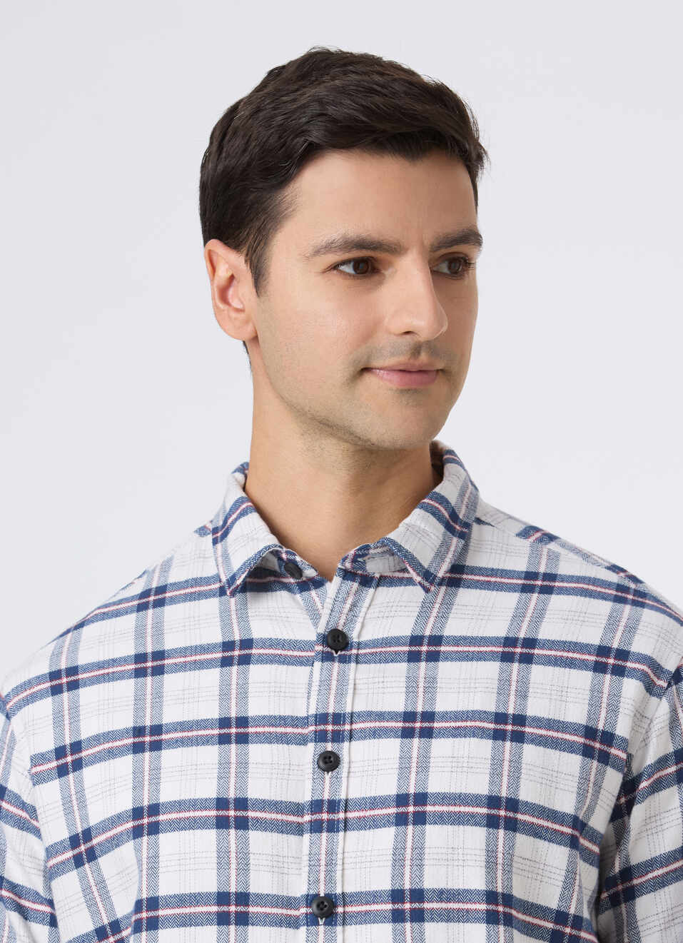 Men Off White Check Full Sleeve Shirt, , large image number 4