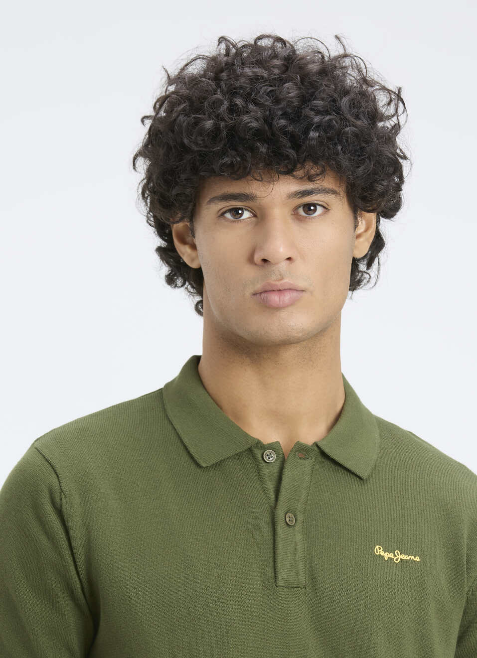 Men Olive Self Structure Short Sleeve Flat Knit Polo, , large image number 4