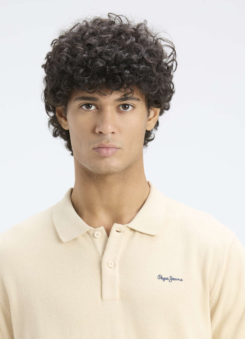 Men Ivory Self Structure Short Sleeve Flat Knit Polo, , large image number 4