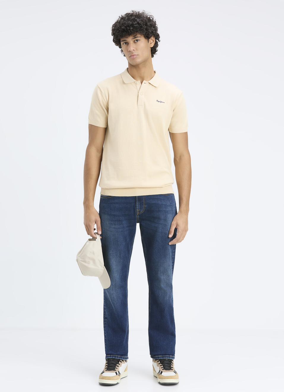 Men Ivory Self Structure Short Sleeve Flat Knit Polo, , large image number 5