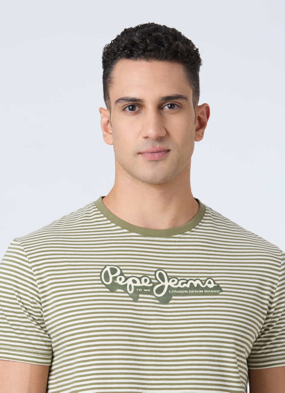 Men Olive Horizontal Stripe Short Sleeve T-shirt, , large image number 4