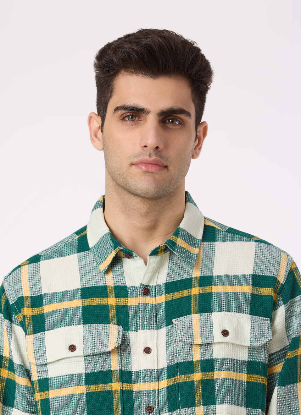 Men Green Check Flannel Full Sleeve Shirt, , large image number 4