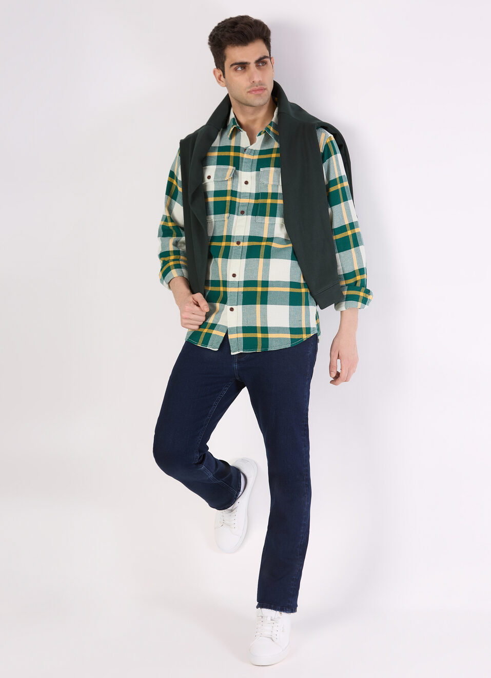 Men Green Check Flannel Full Sleeve Shirt, , large image number 5