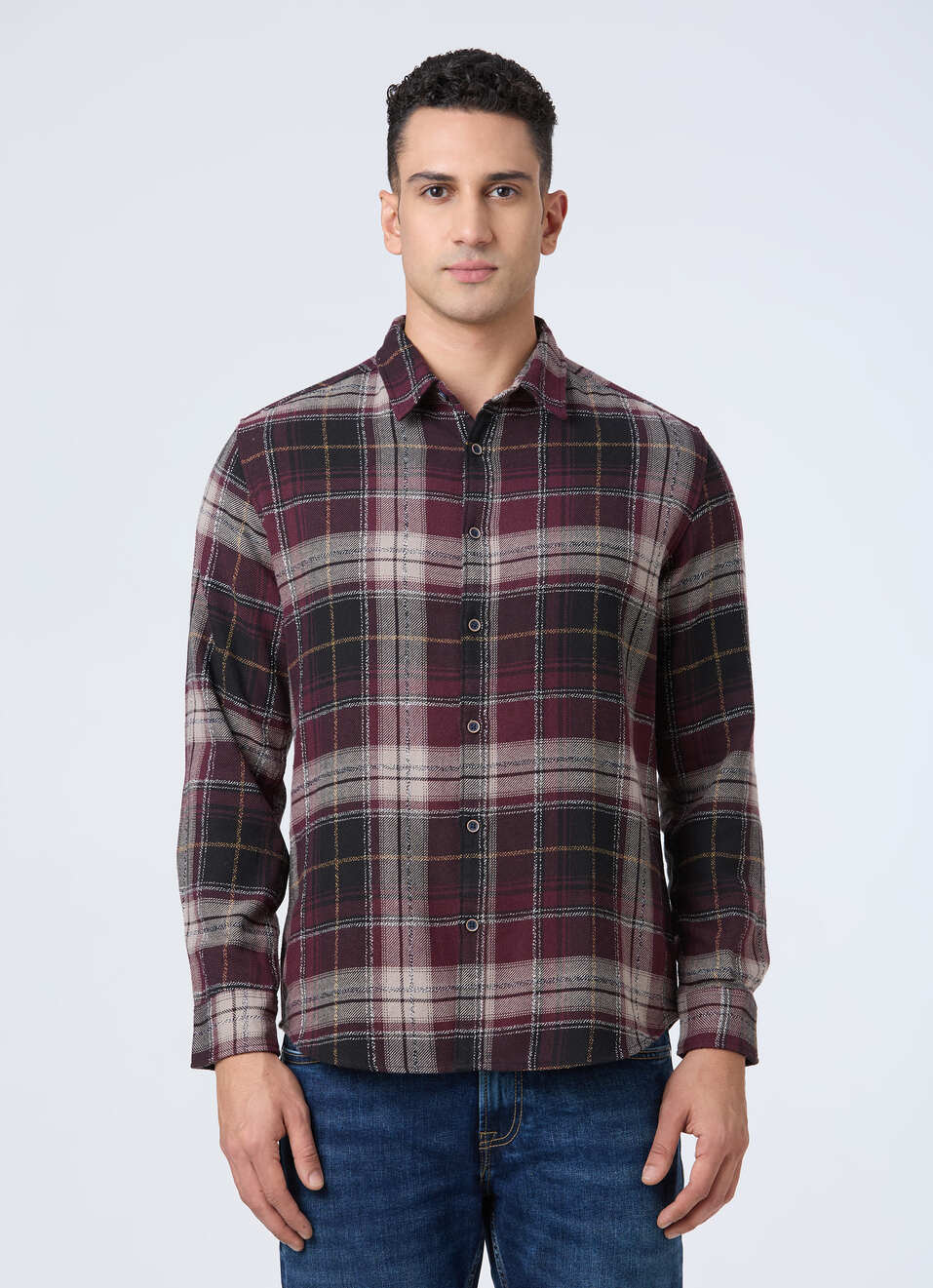 Men Red Check Full Sleeve Shirt, , large image number 1