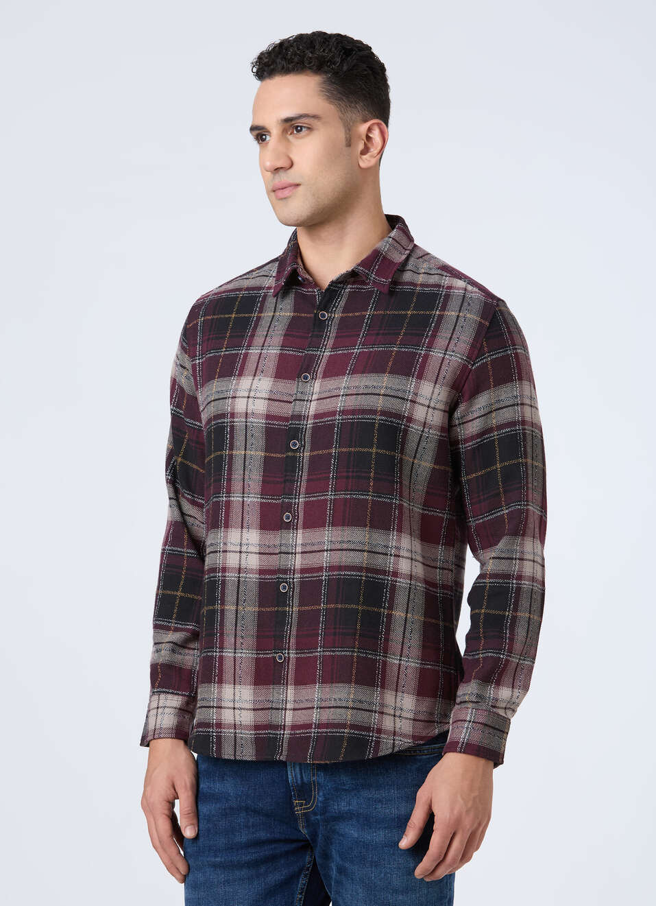 Men Red Check Full Sleeve Shirt, , large image number 3