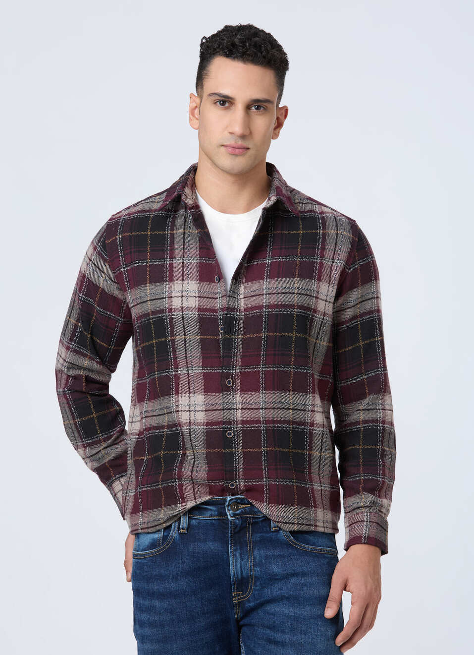 Men Red Check Full Sleeve Shirt, , large image number 0