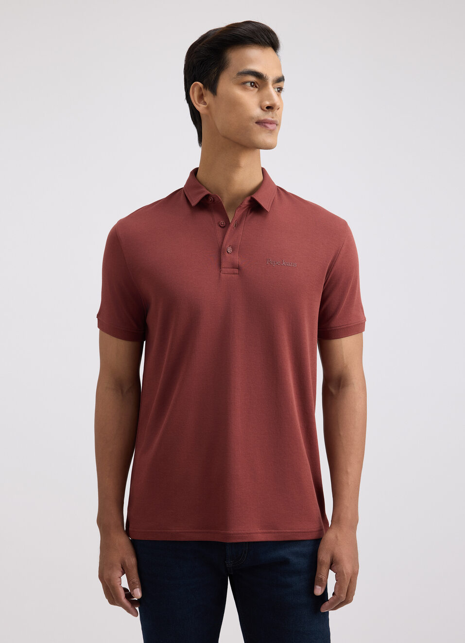 Men Brown Solid Embroidery Logo Polo, , large image number 1