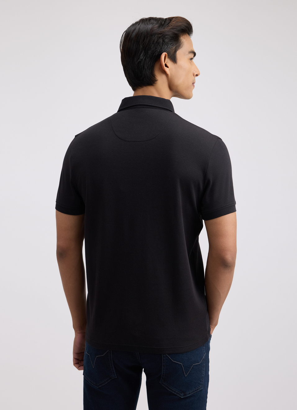 Men Black Solid Embroidery Logo Polo, , large image number 2