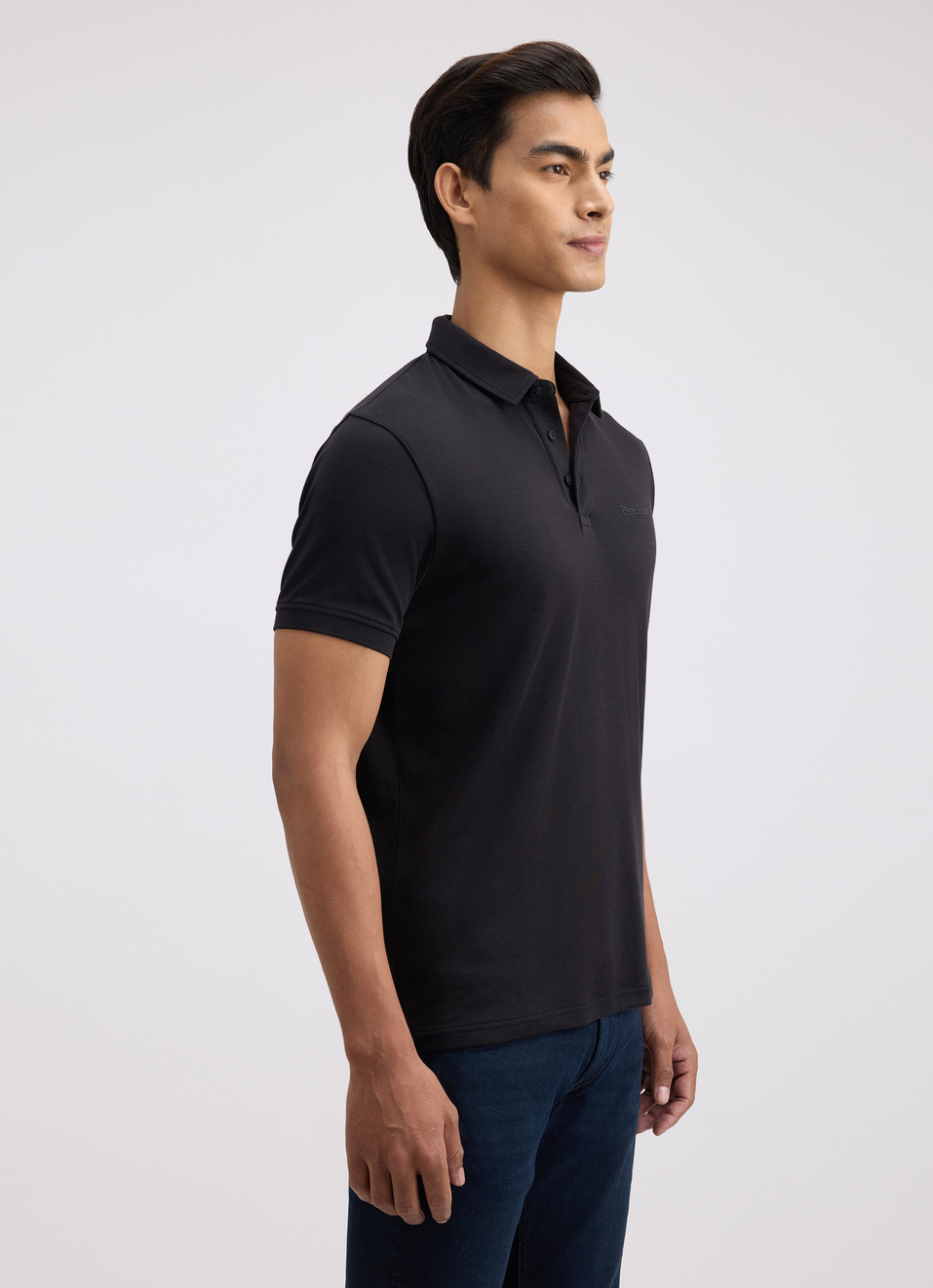 Men Black Solid Embroidery Logo Polo, , large image number 3