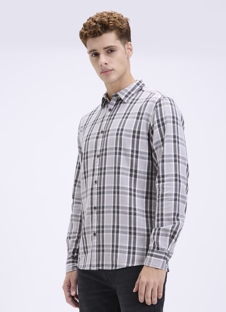 Men Grey Checked Casual Shirt, , large image number 3
