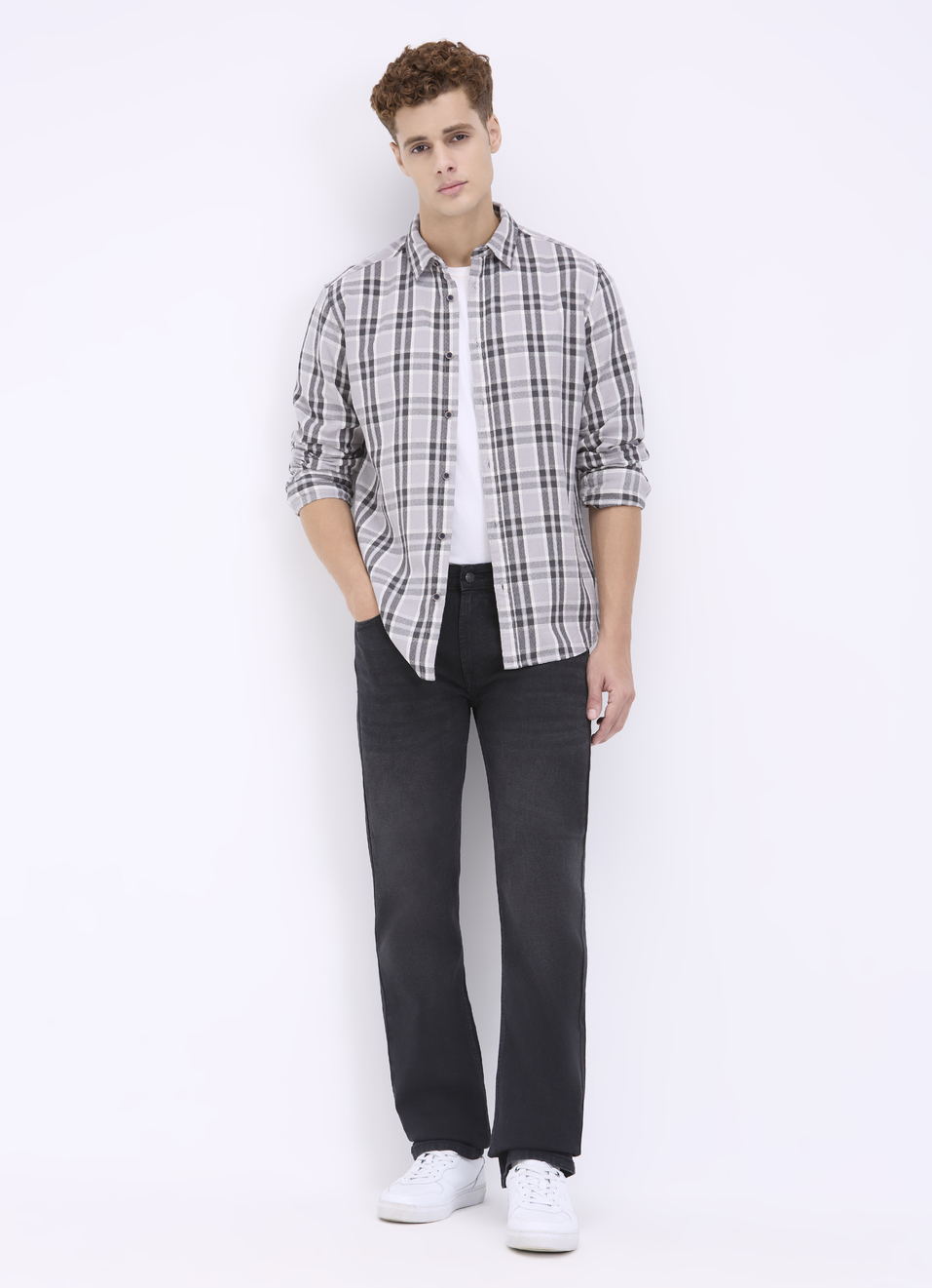Men Grey Checked Casual Shirt, , large image number 5