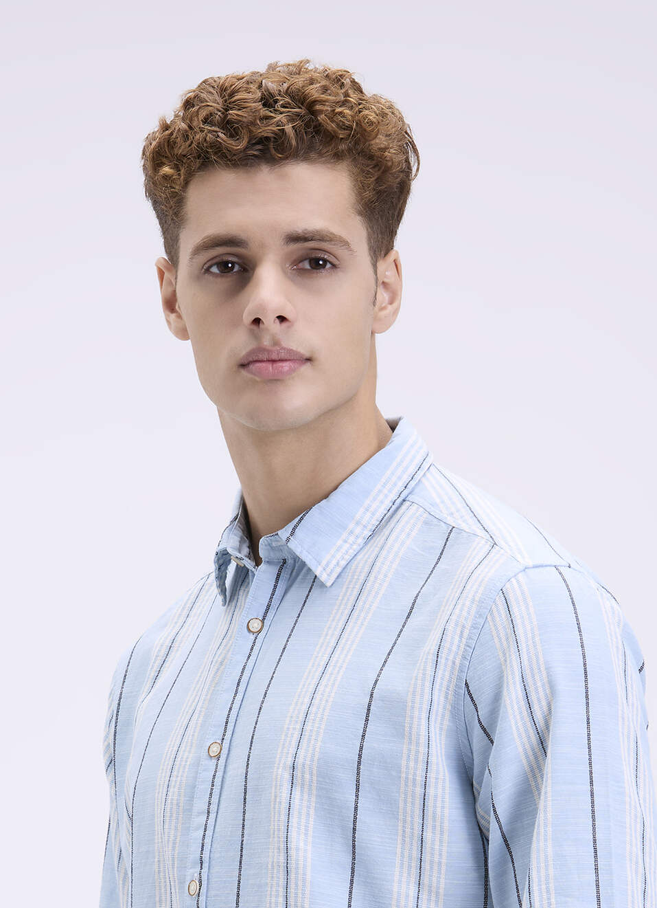 Men Mint Green Striped Full Sleeves Shirt, , large image number 4