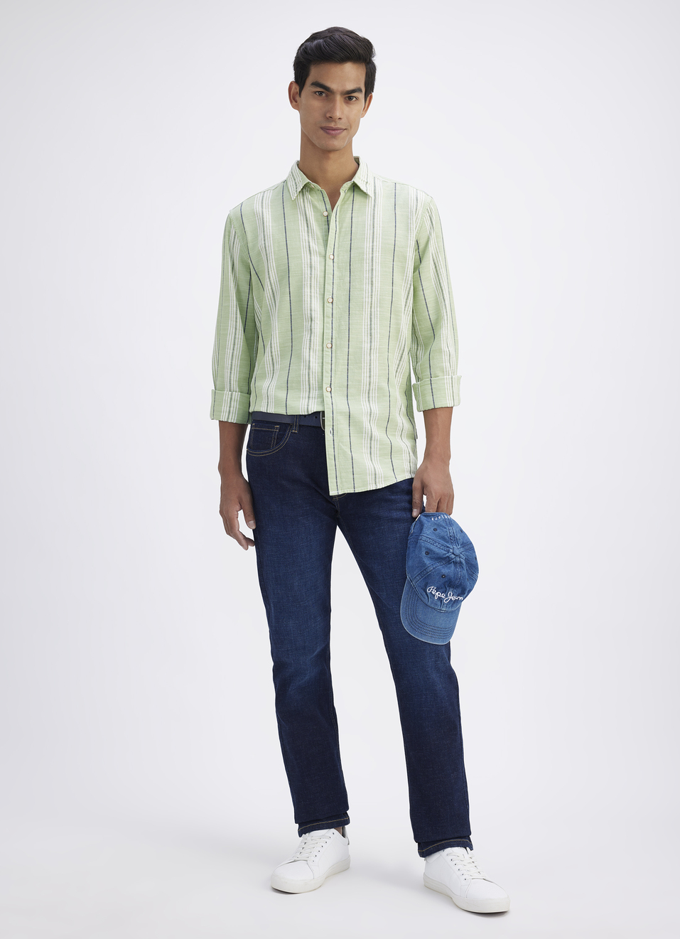 Men Mint Green Striped Full Sleeves Shirt, , large image number 5