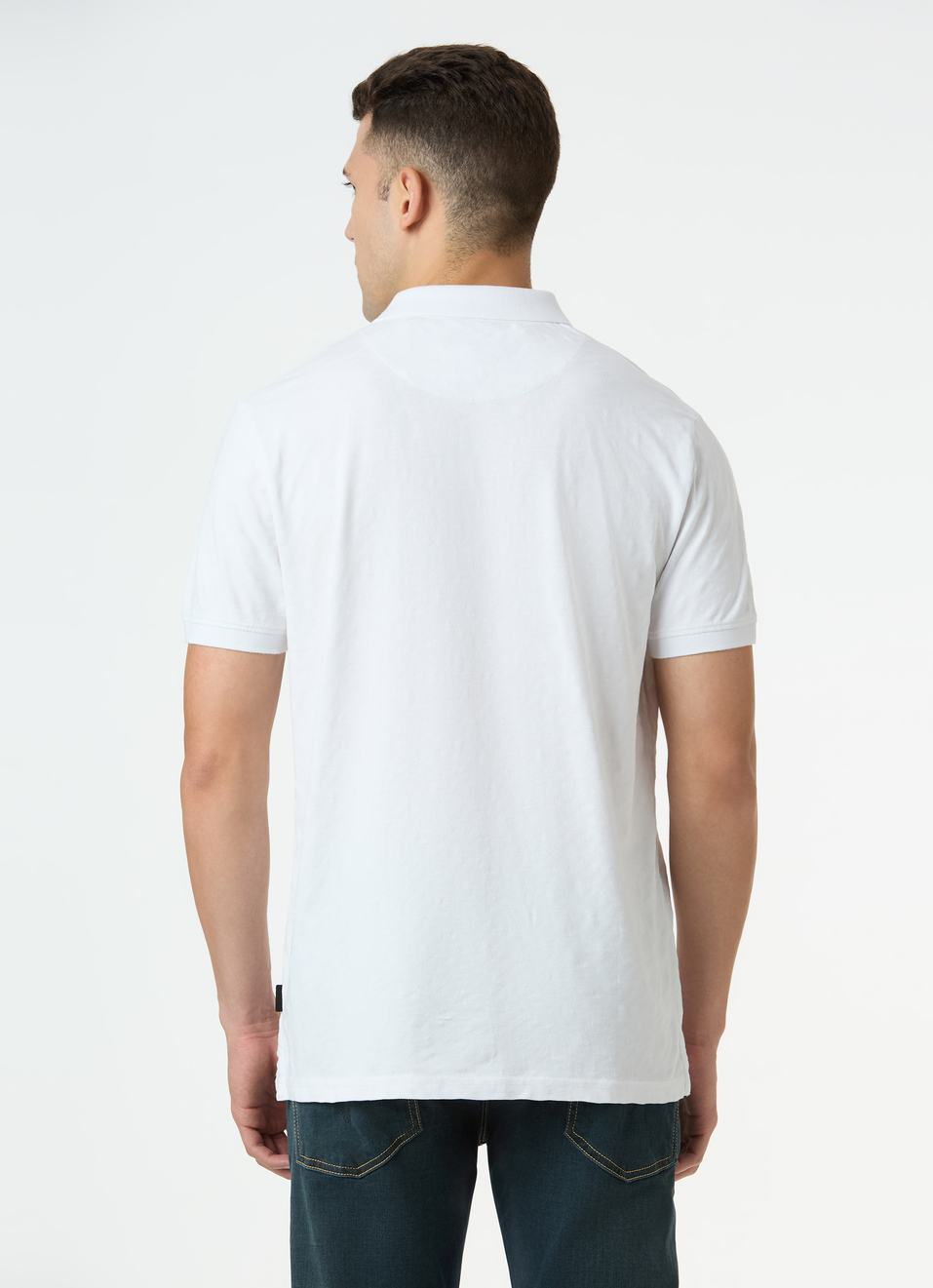 Men White Self-design Polo T-shirt, , large image number 2
